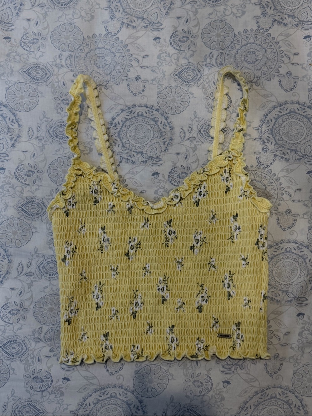 Hollister Yellow Floral Smocked Crop Cami